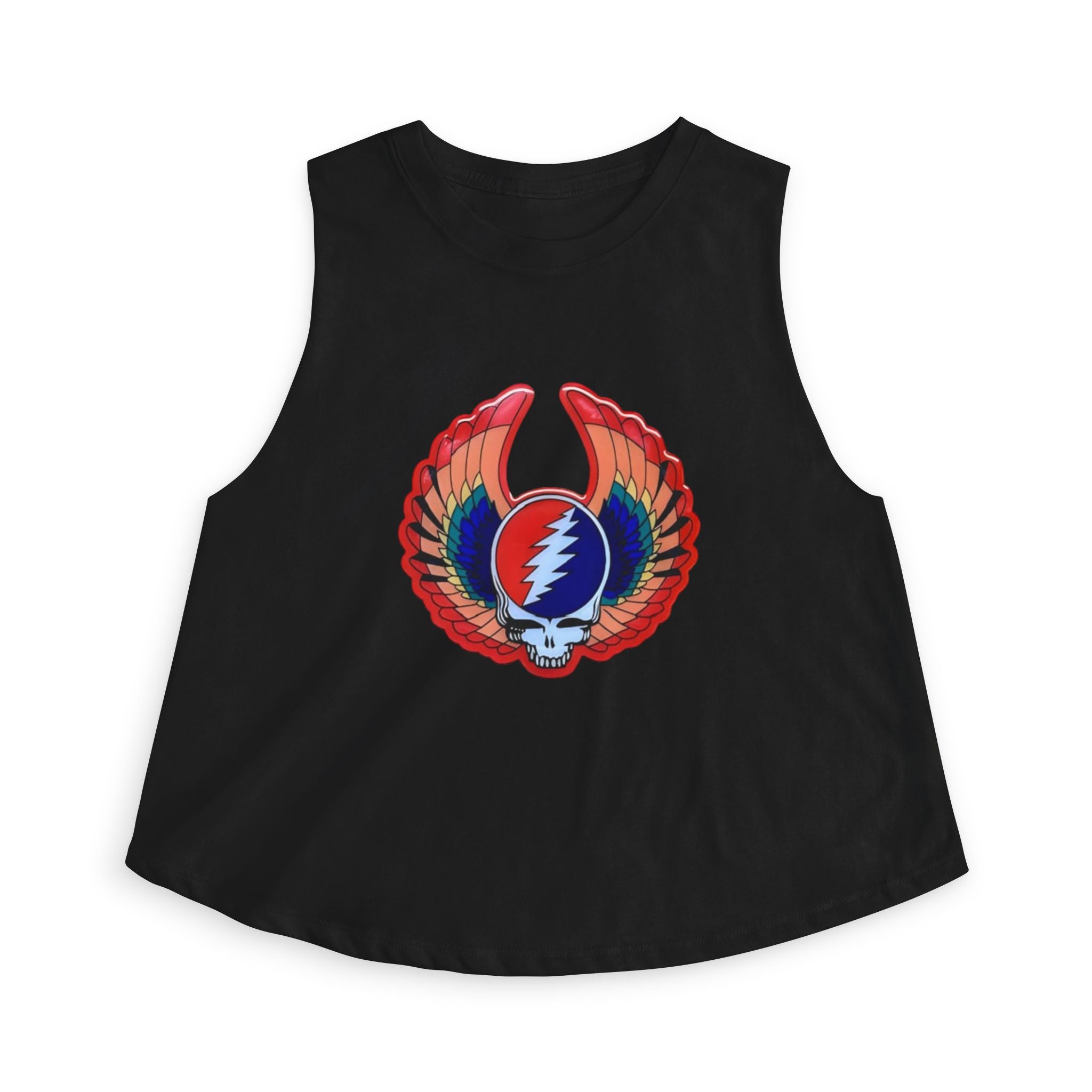 Steal Your Face Wings Skull Women's Crop Top | Grateful Dead Tie-Dye Logo