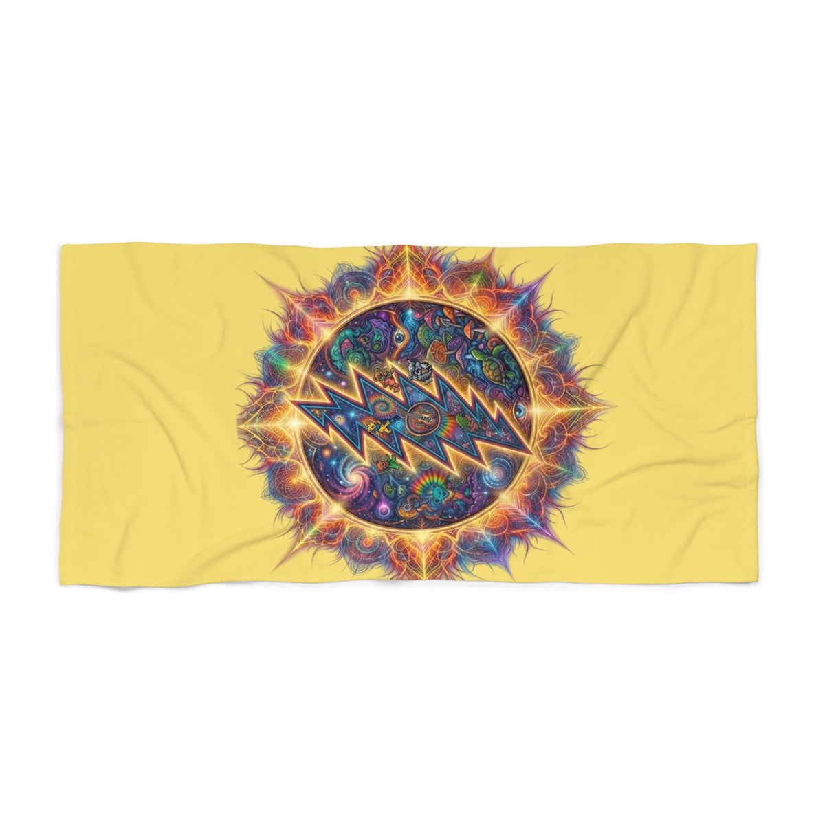 Woodland Lightning Bolt Beach Towel | Grateful Dead Surf Design