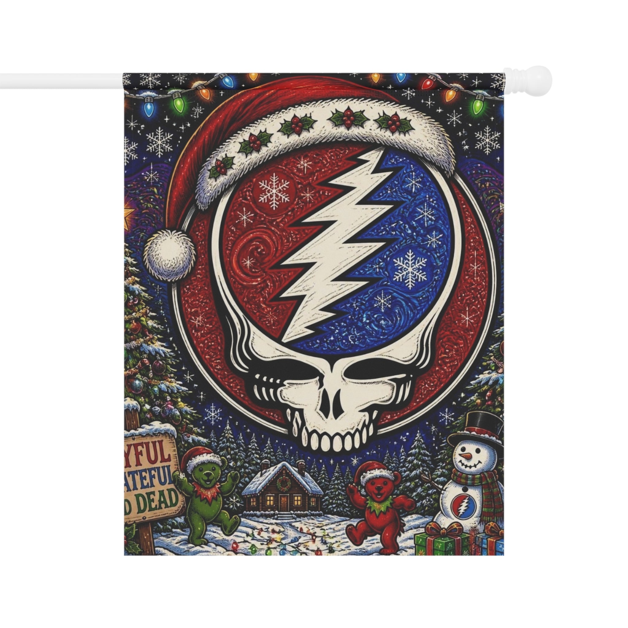 Steal Your Face Santa Skull Garden Flag | House Banner, Holiday Grateful Dead Décor