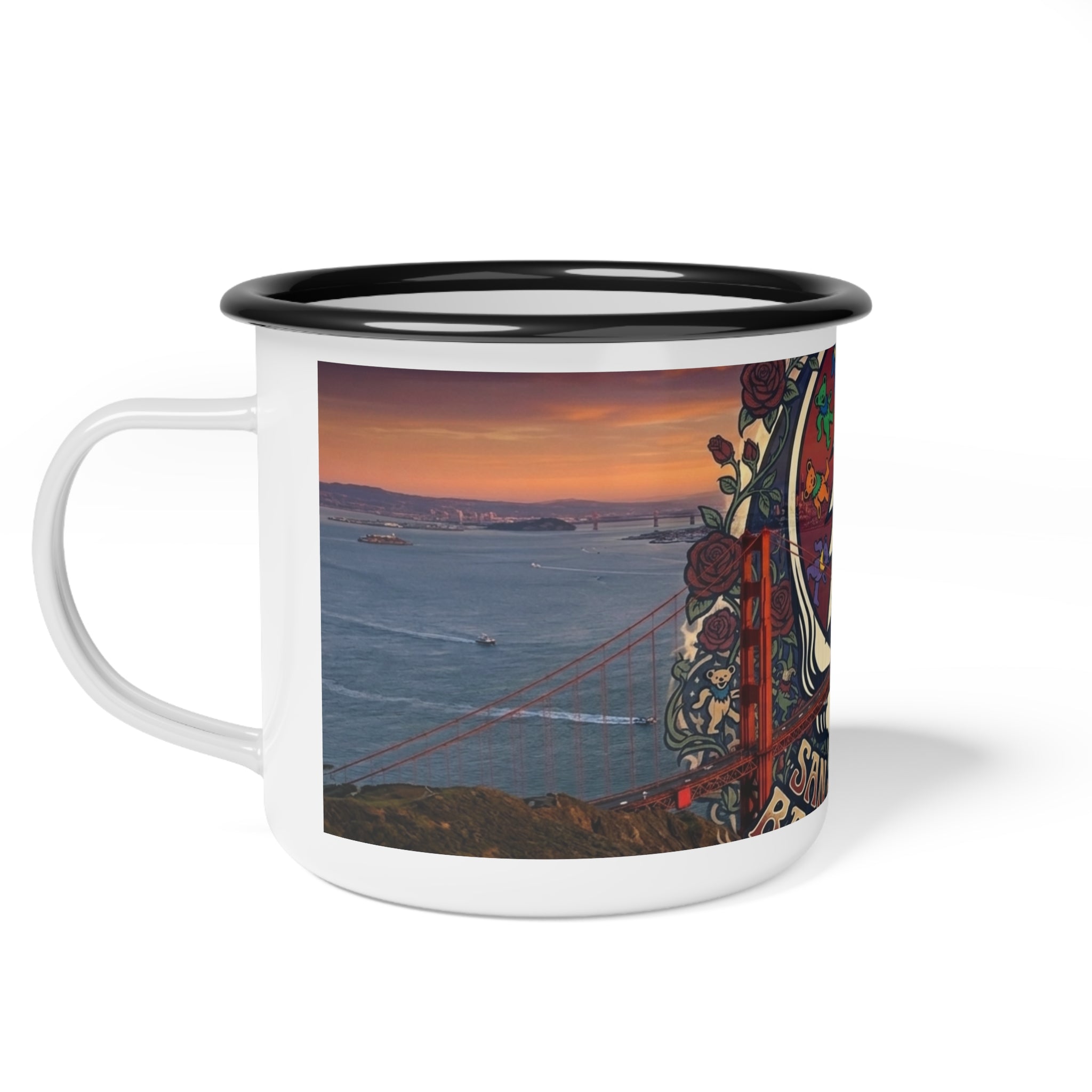 Grateful Dead Steal Your Face skull Enamel Camp Cup | San Francisco concert sunset, gift for a deadhead, camping, friend