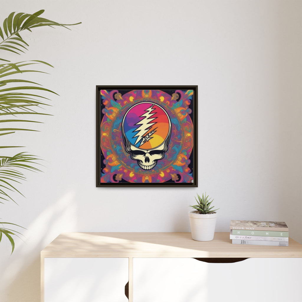 Psychedelic Lightning Skull Matte Canvas Framed | Grateful Dead Wall Art