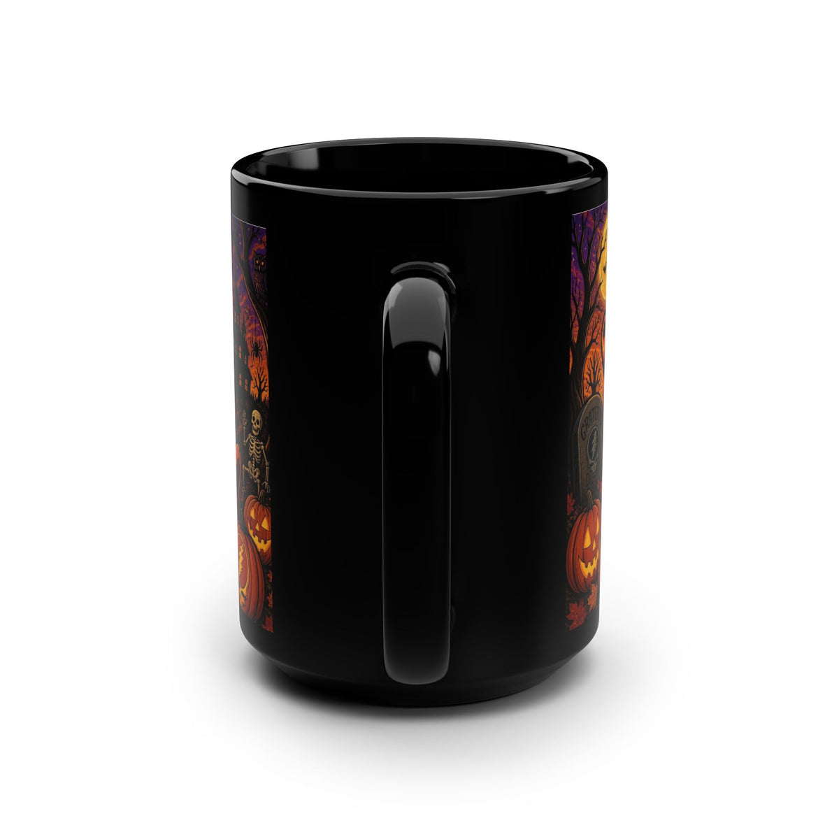 Tie-Dye Dancing Bear Halloween Mug | Spooky Pumpkin Graveyard, gift for deadhead