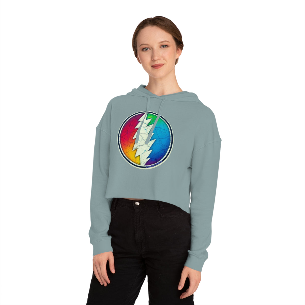 Grateful Dead Bears Cropped Hooded Sweatshirt | Vintage Band Hoodie