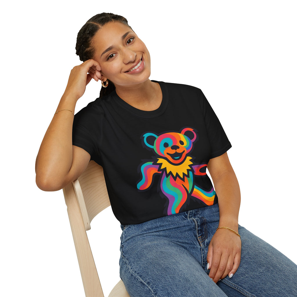 Colorful Dancing Bear T-Shirt | Rainbow Psychedelic Grateful Dead Style
