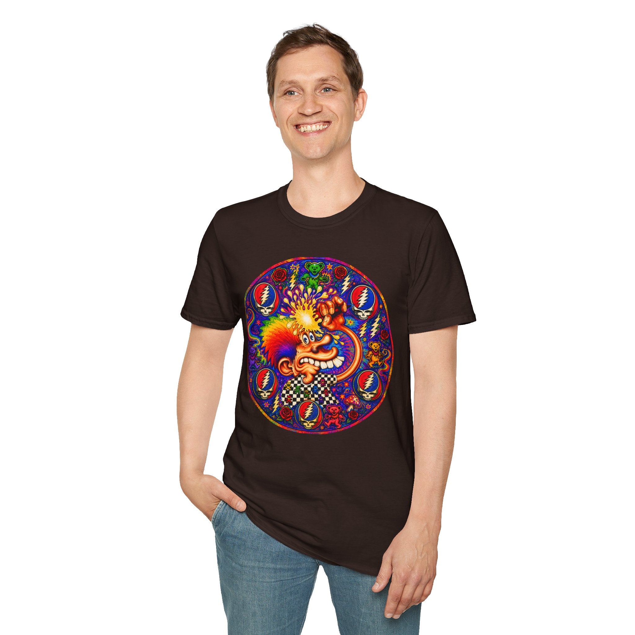 Psychedelic Grateful Dead T-Shirt | Retro Rainbow Skull Lightning
