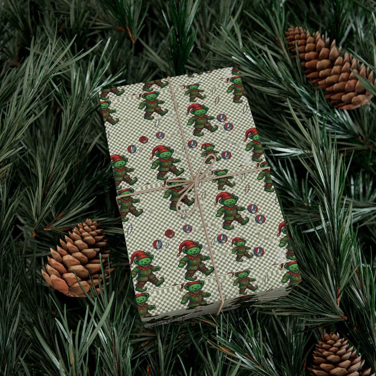 Grateful Dead Holiday Pattern Gift Wrap | Red Music Band Wrapping Paper