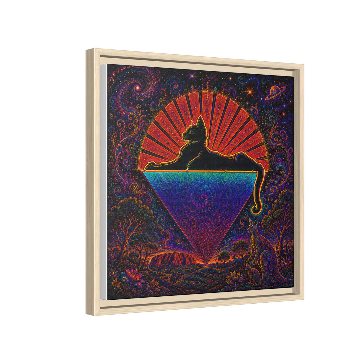 Cats down under the stars Mystic Cat Silhouette Canvas