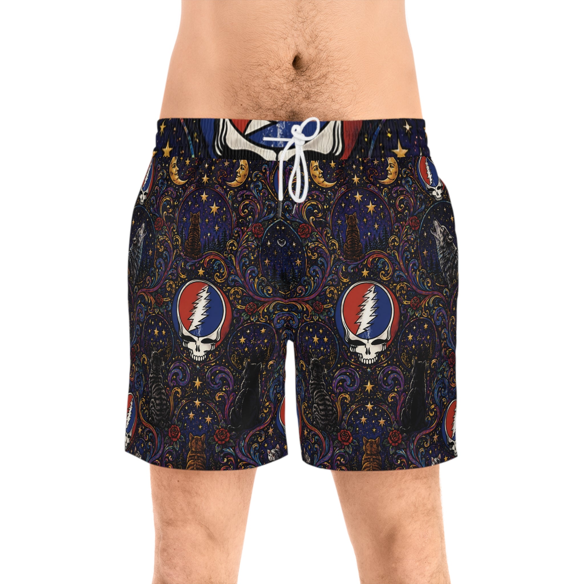 Grateful Dead Steal Your Face Paisley Swim Shorts | Men's Mid-Length