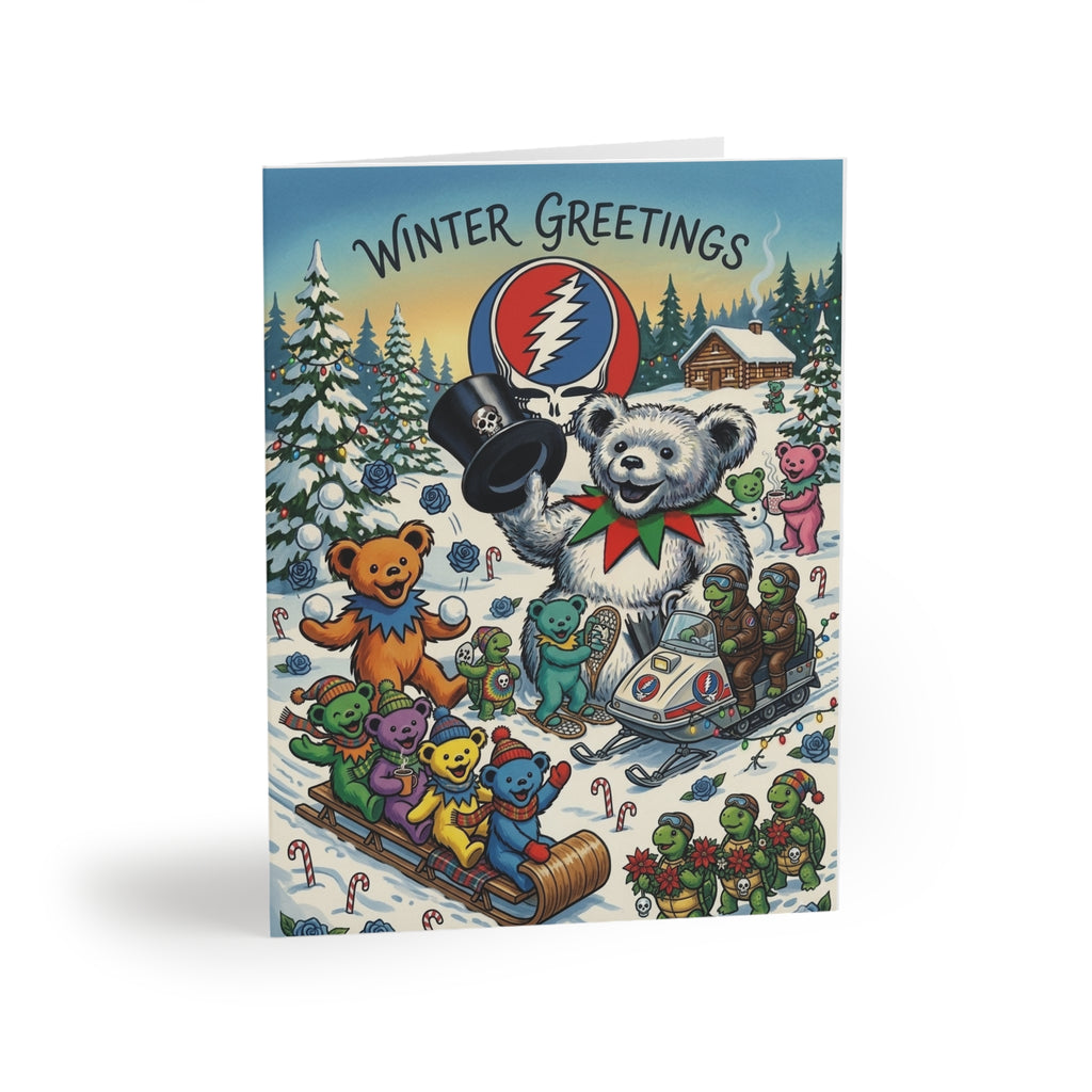 Grateful Dead Winter Greetings Bear Holiday Cards, Gift for deadhead