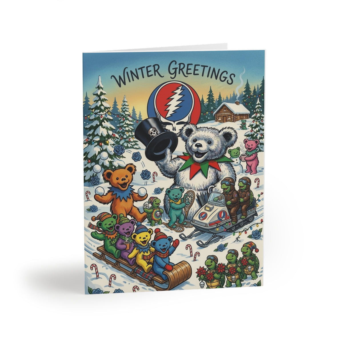 Grateful Dead Winter Greetings Bear Holiday Cards, Gift for deadhead
