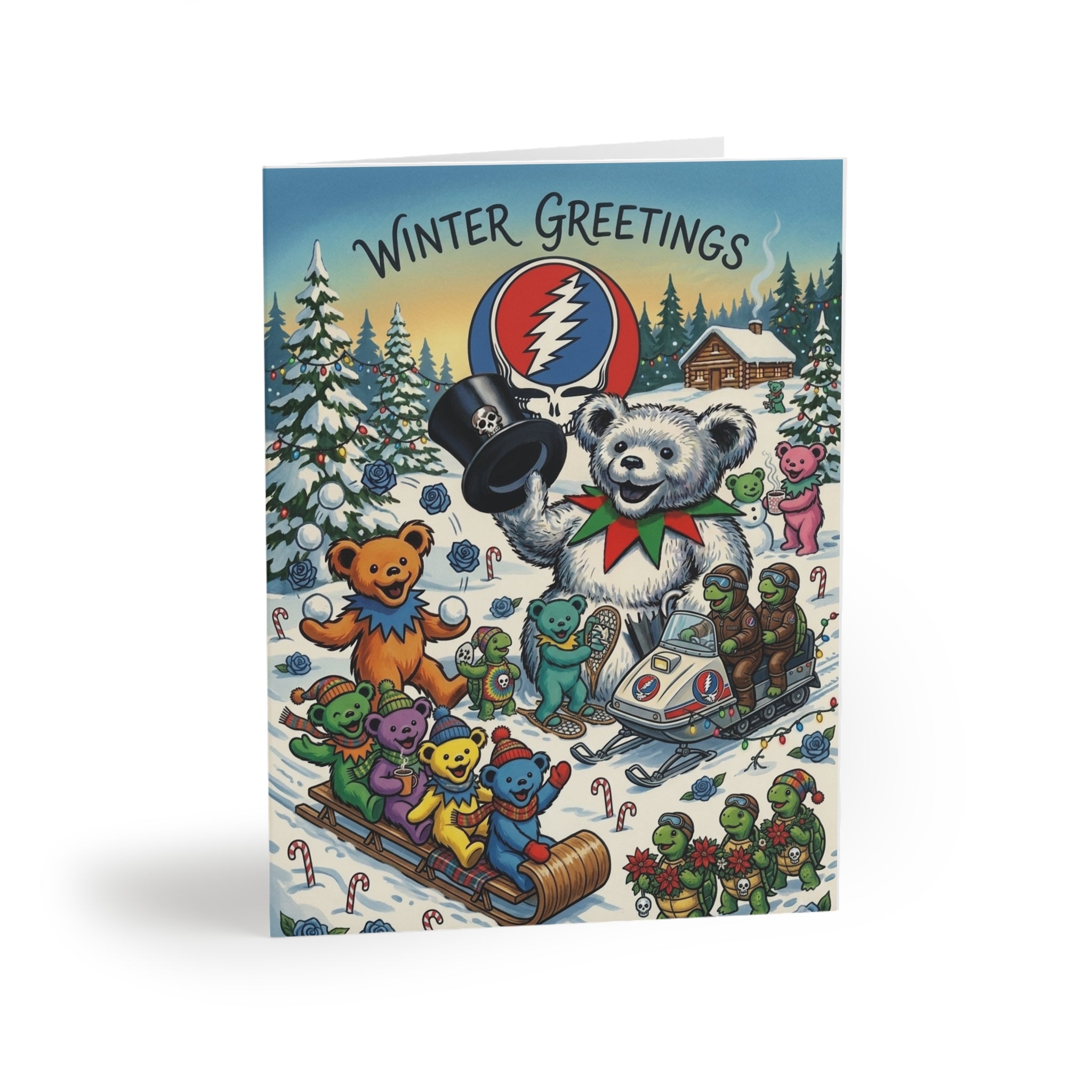 Grateful Dead Winter Greetings Bear Holiday Cards, Gift for deadhead