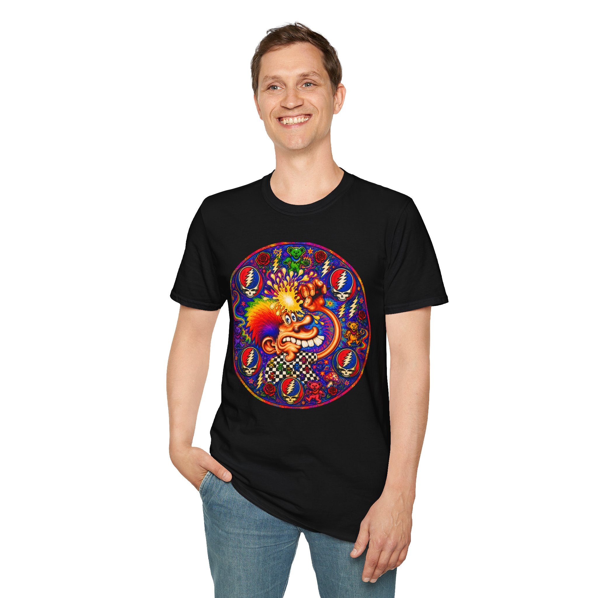 Psychedelic Grateful Dead T-Shirt | Retro Rainbow Skull Lightning
