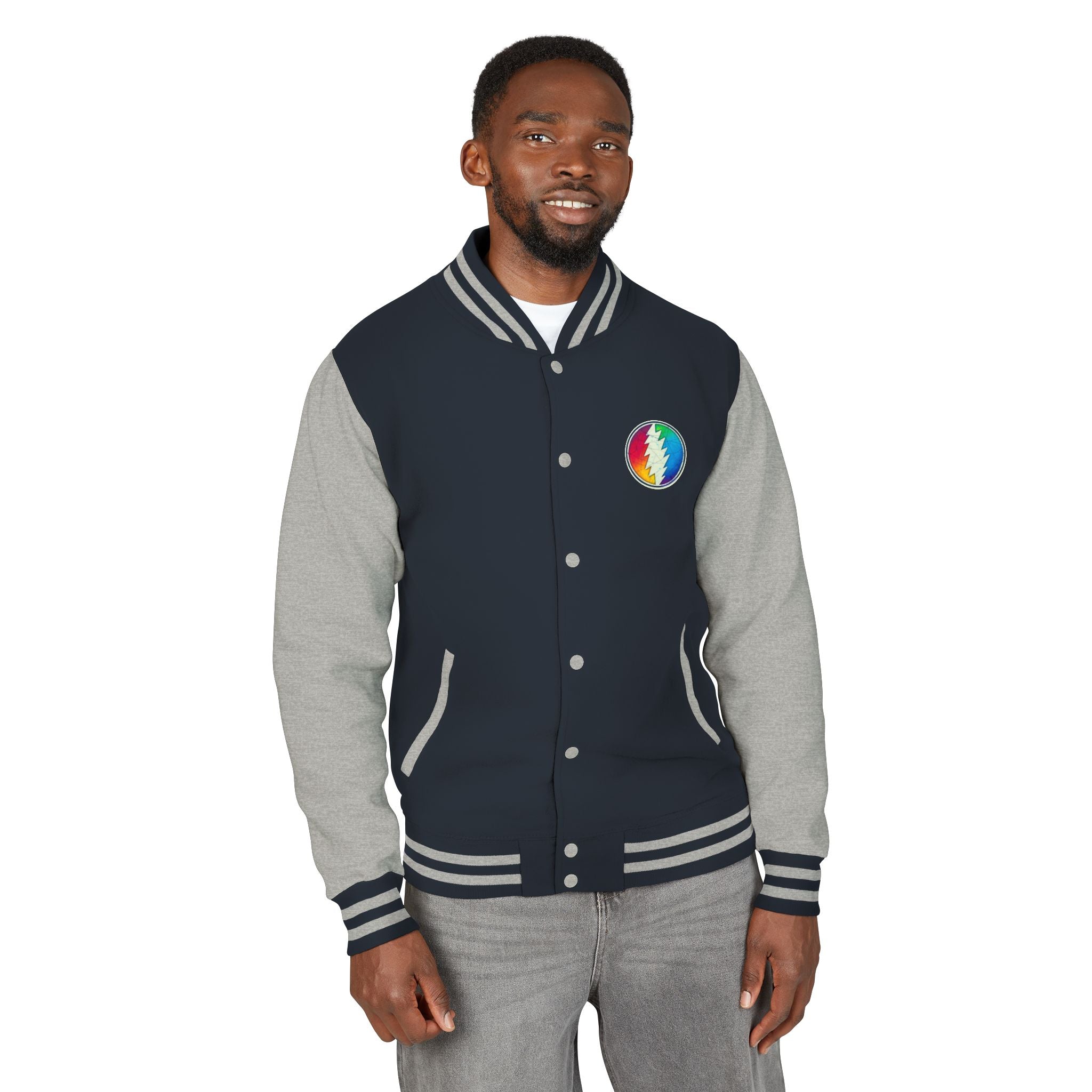 Rainbow Grateful Dead Steal Your Face Letterman Jacket | Varsity Jacket, gift for deadhead unisex