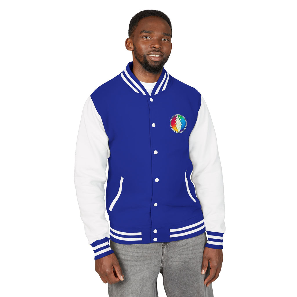 Rainbow Grateful Dead Steal Your Face Letterman Jacket | Varsity Jacket, gift for deadhead unisex