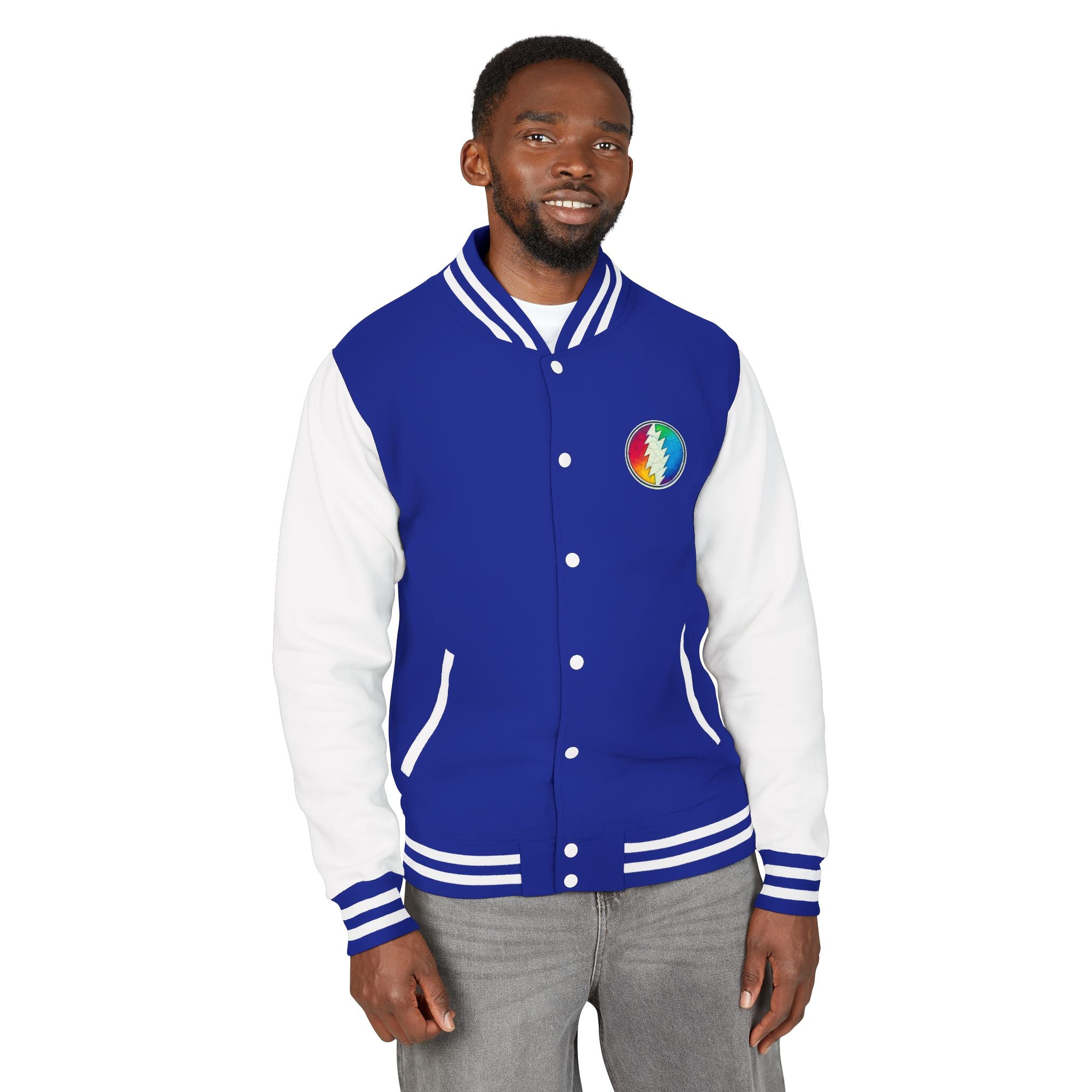Rainbow Grateful Dead Steal Your Face Letterman Jacket | Varsity Jacket, gift for deadhead unisex