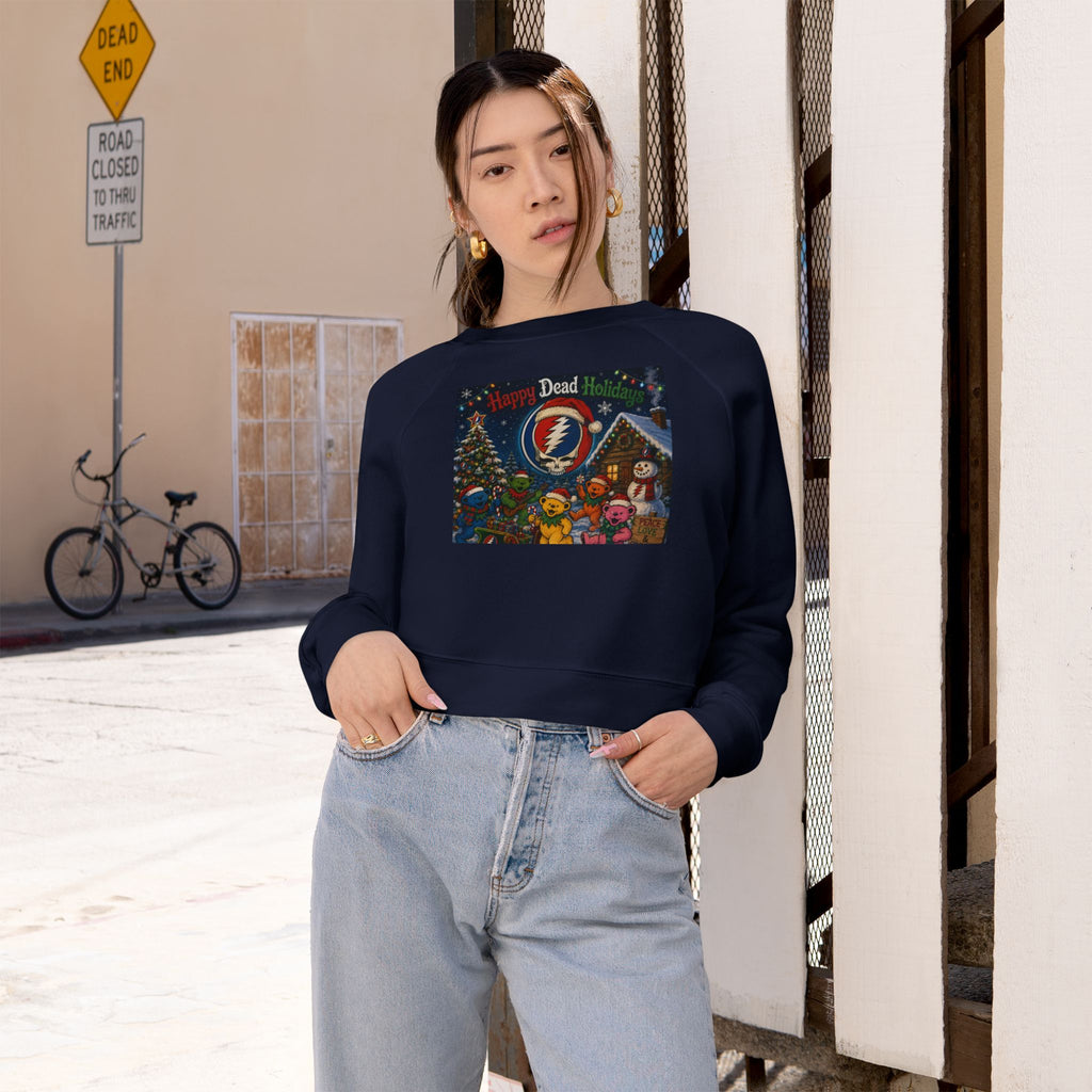 Grateful Dead Holiday Album Art Cropped Sweatshirt | Band Christmas Design, gift for deadhead, her