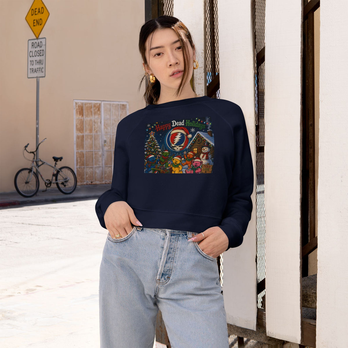 Grateful Dead Holiday Album Art Cropped Sweatshirt | Band Christmas Design, gift for deadhead, her