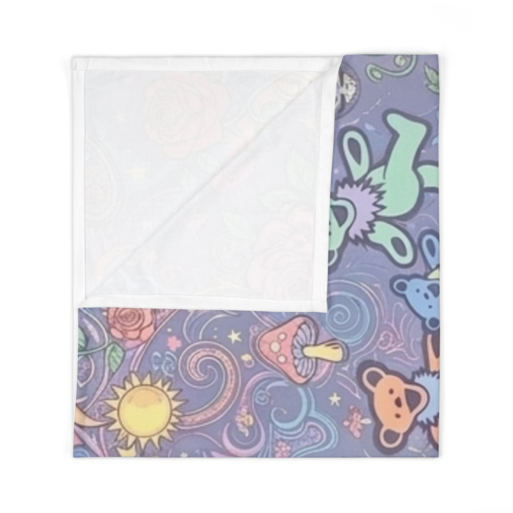Grateful Dead, Gift for deadhead Dancing Rainbow Bears Baby Swaddle Blanket | Psychedelic Floral Peace