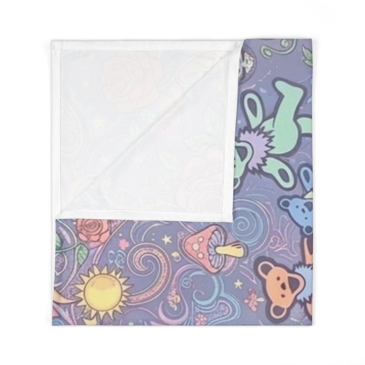 Grateful Dead, Gift for deadhead Dancing Rainbow Bears Baby Swaddle Blanket | Psychedelic Floral Peace