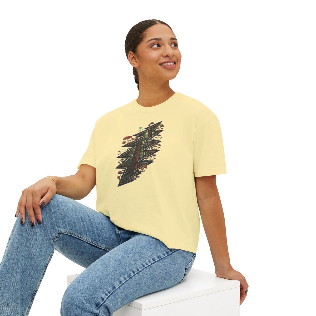 Grateful Dead Forest Lightning Bolt Tee | Woodland Mushrooms, Trees, Nature Graphic