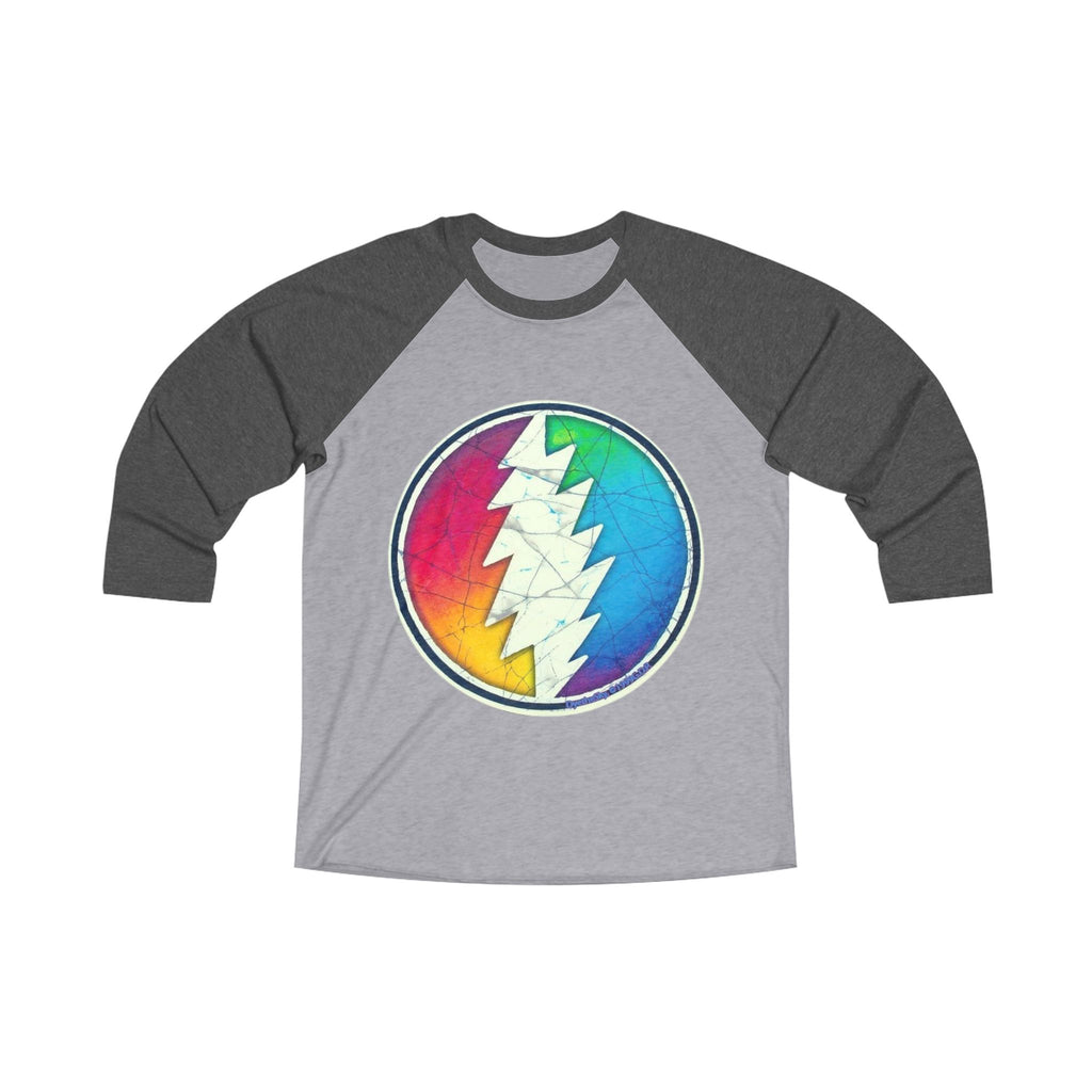 Rainbow Lightning Bolt Raglan Tee | Grateful Dead Steal Your Face Inspired