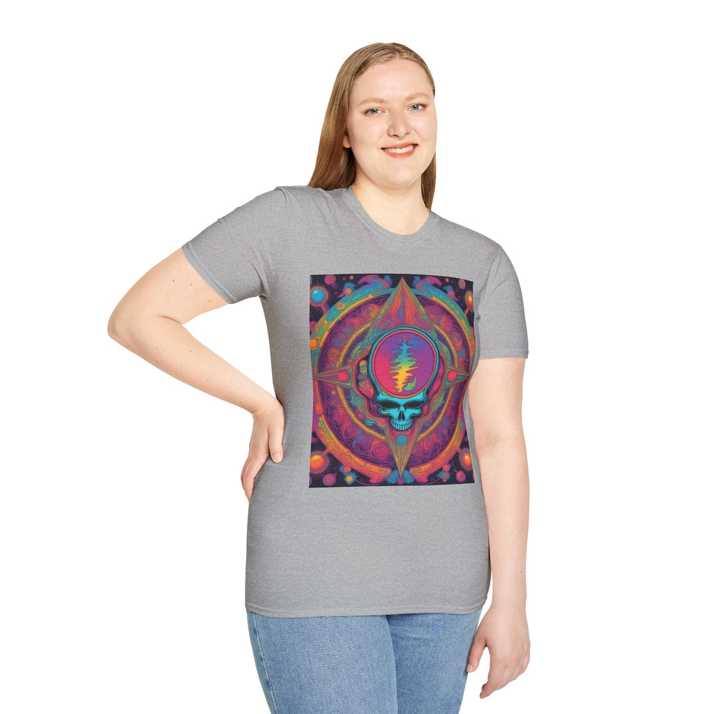Psychedelic Skull Mandala T-Shirt | Retro Rainbow Grateful Dead Style