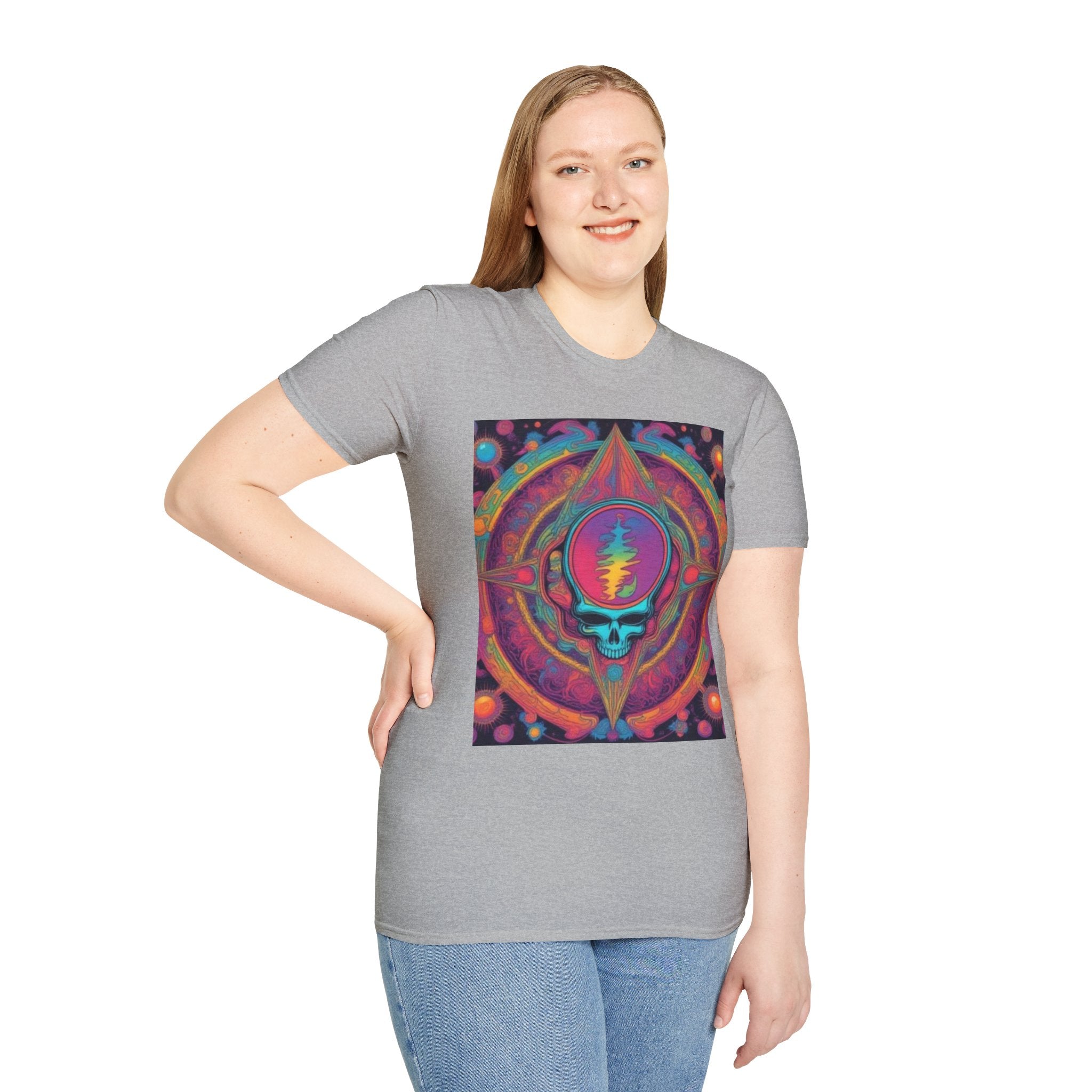Psychedelic Skull Mandala T-Shirt | Retro Rainbow Grateful Dead Style