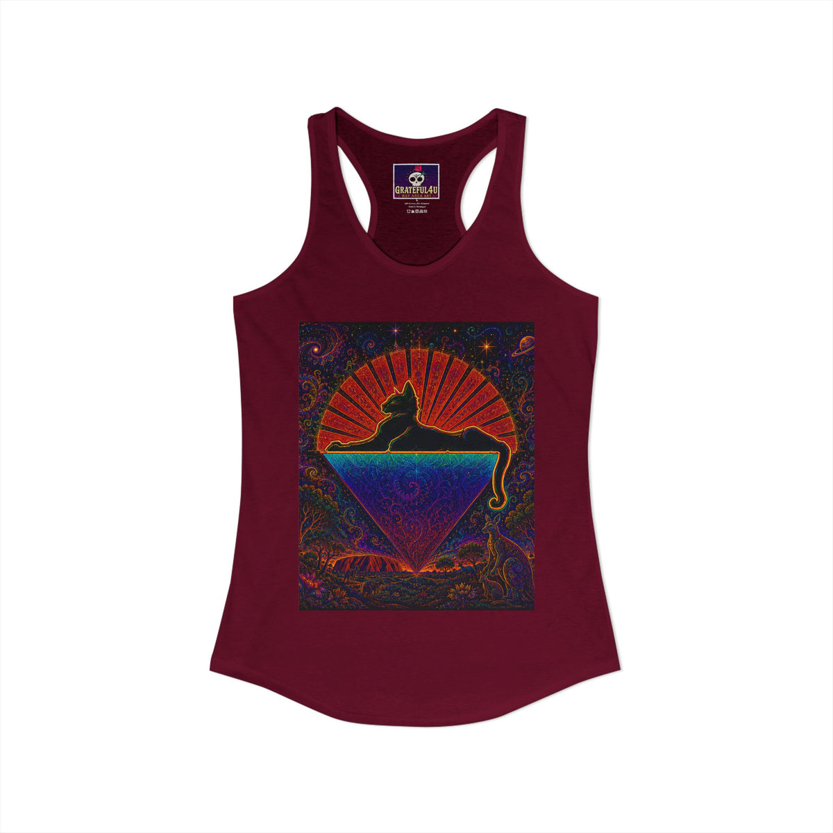 cats down under the stars Women's Ideal Racerback Tank, gift for deadhead, grateful dead inspired
