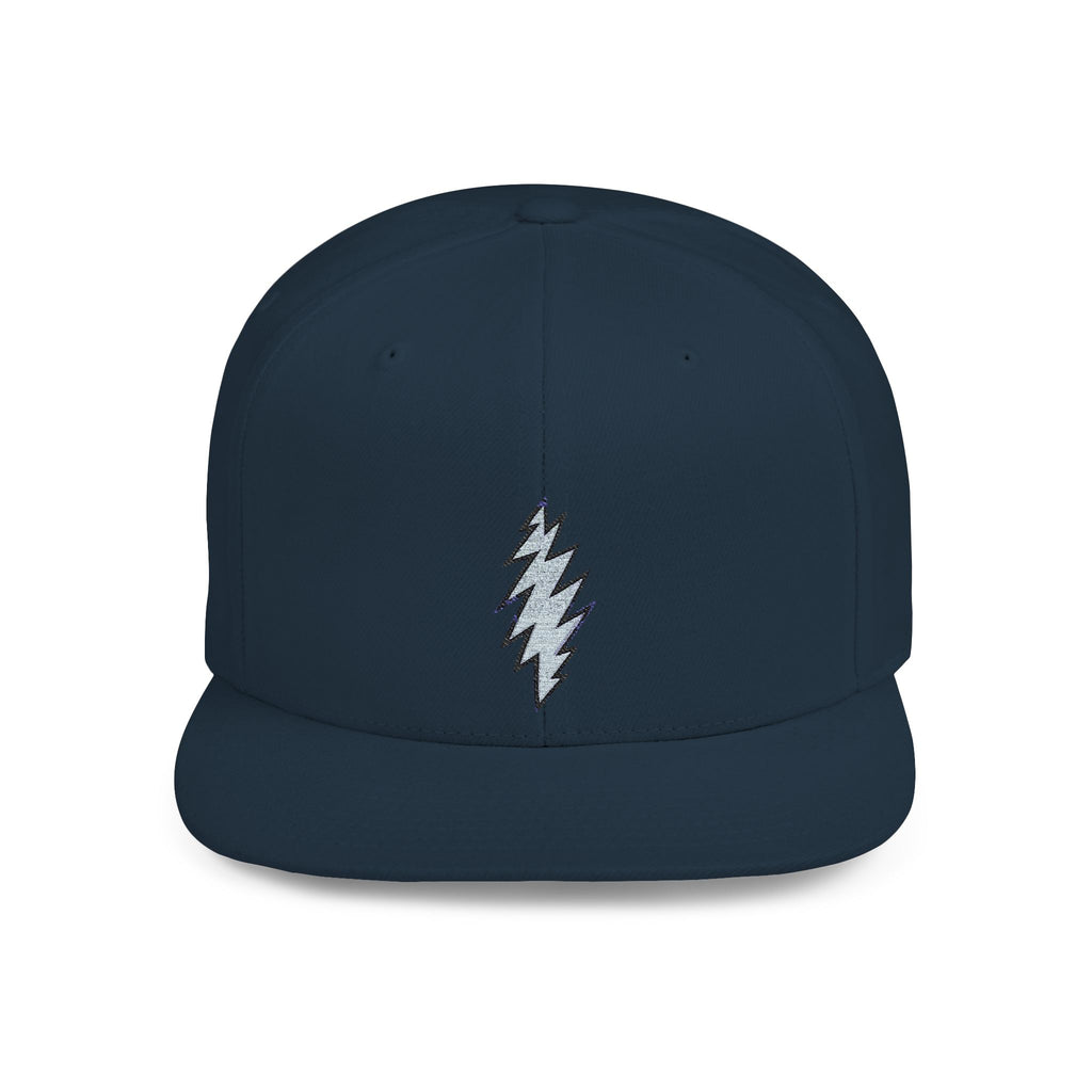 Flat Bill Snapback Cap with Grateful Dead Design, Music Festival Hat, Retro Rocker Accessory, Hippie Concert Gear, Embroidered Snapback Cap