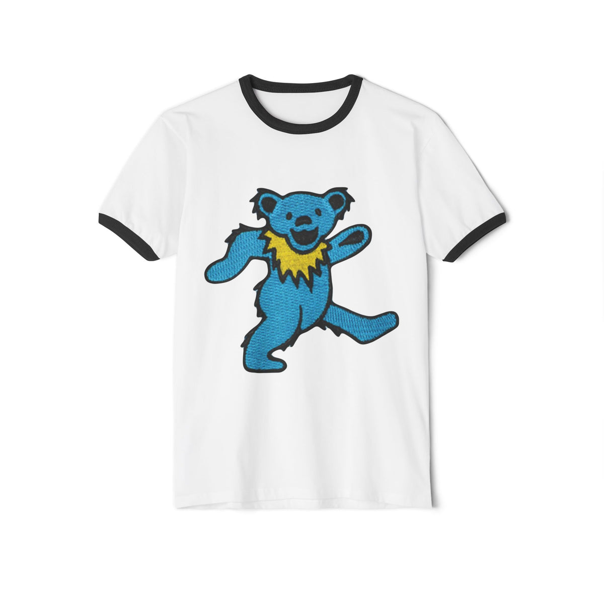 Dancing Blue Bear ringer tee | Vintage Grateful Dead-style bear shirt