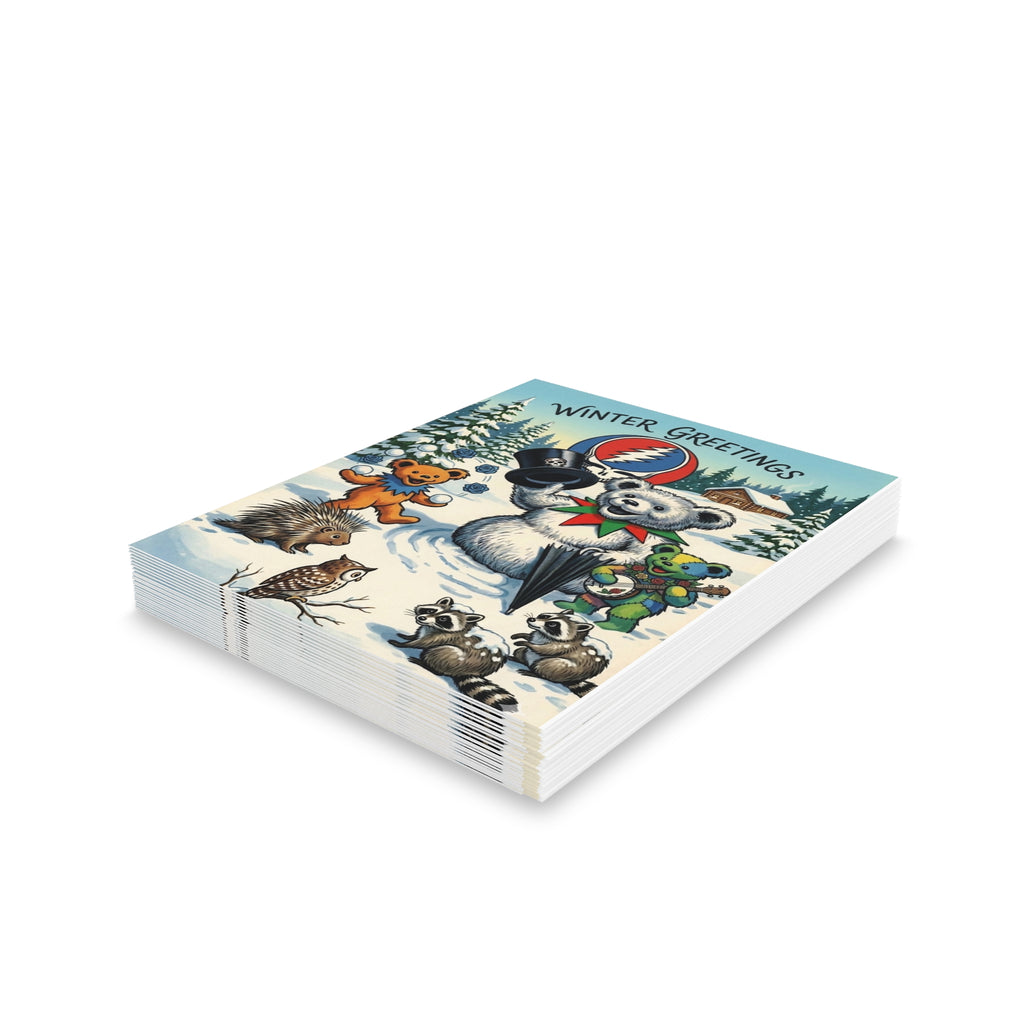 Winter Greetings Grateful Dead Bears Holiday Cards | Greeting Card gift for deadhead