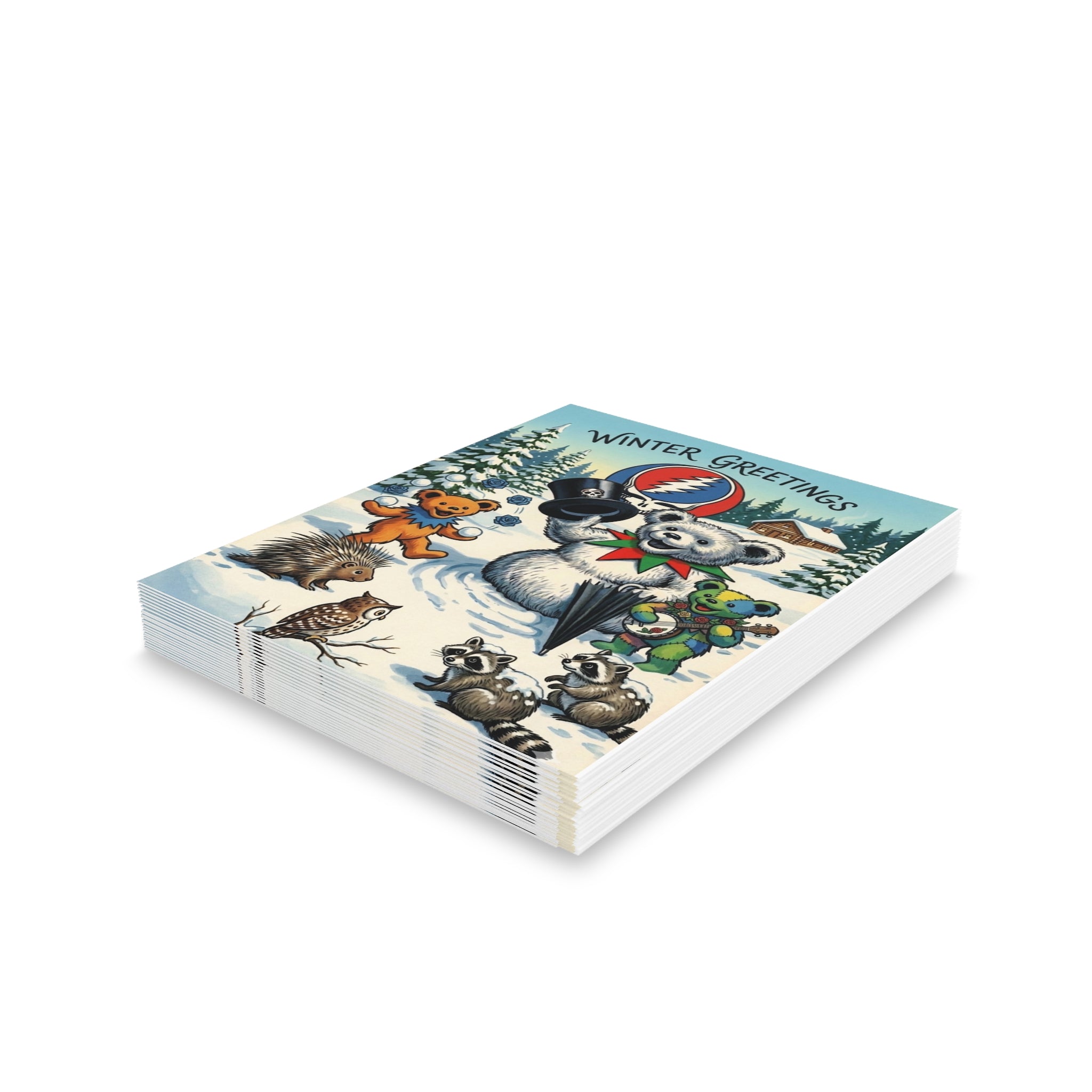 Winter Greetings Grateful Dead Bears Holiday Cards | Greeting Card gift for deadhead