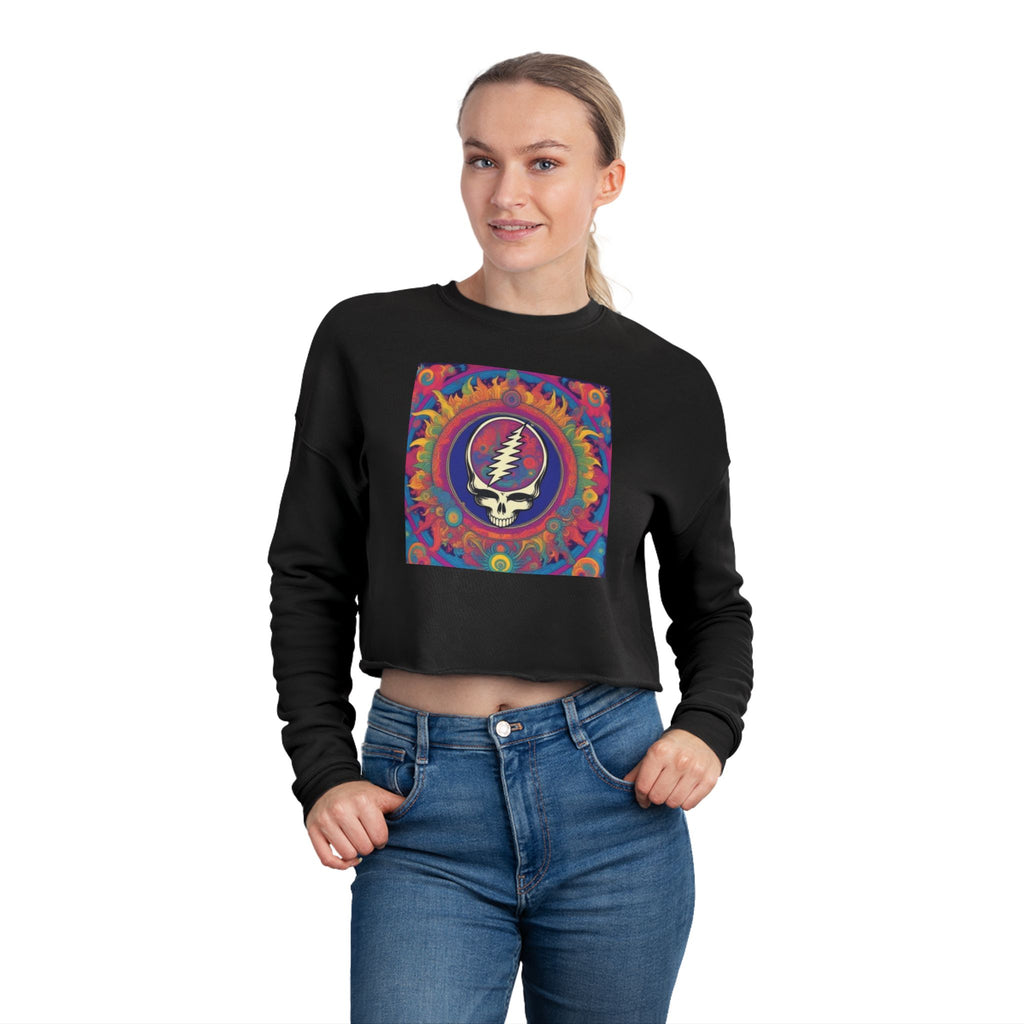 Grateful Dead Steal Your Face Cropped Sweatshirt | Psychedelic Tie-Dye Skull