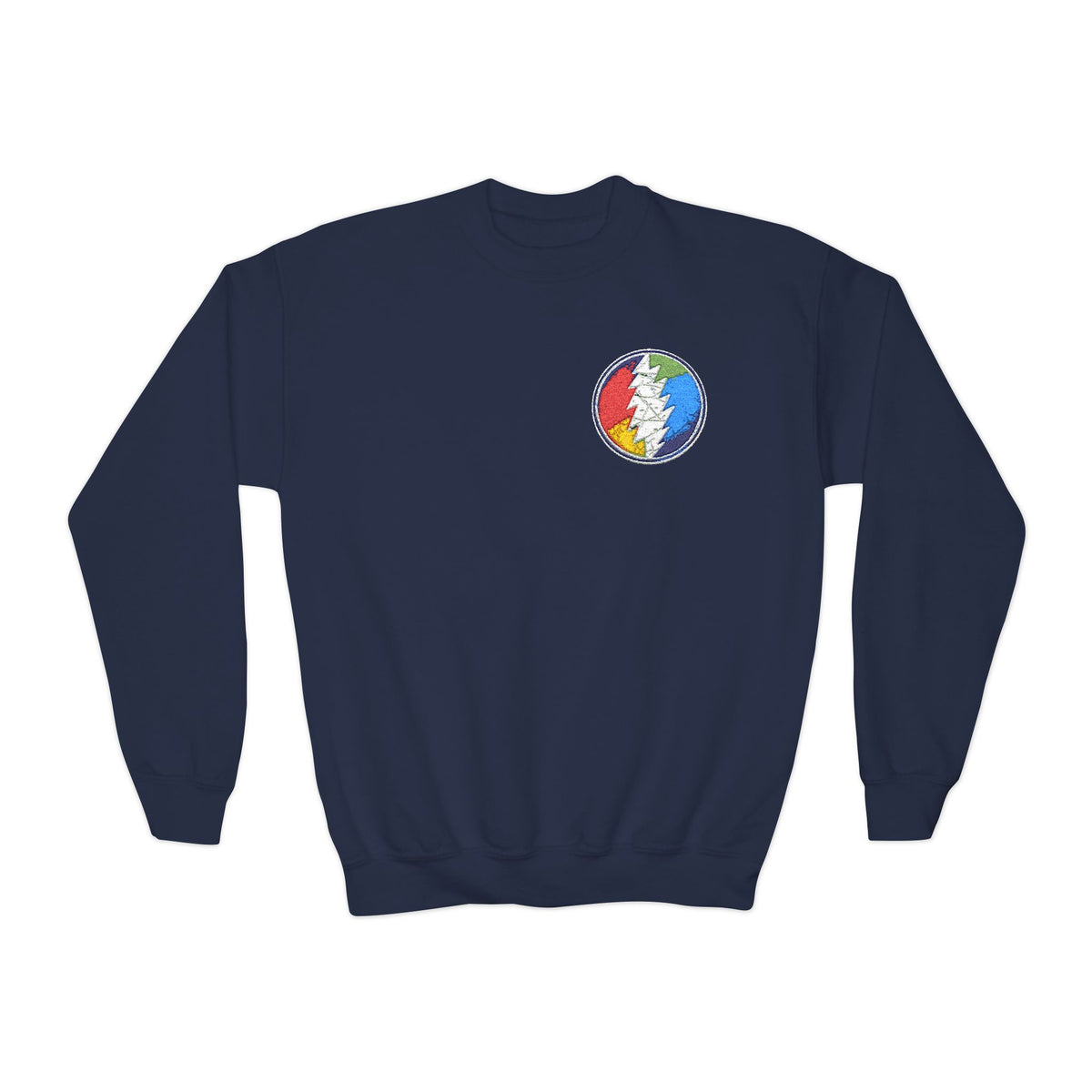 Grateful Dead Steal Your Face Logo Youth Crewneck Sweatshirt | Band Skull Patch