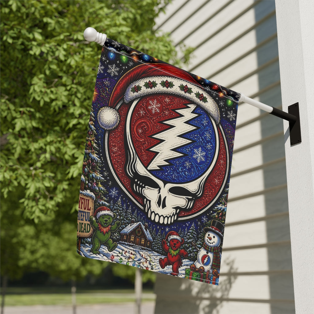 Steal Your Face Santa Skull Garden Flag | House Banner, Holiday Grateful Dead Décor