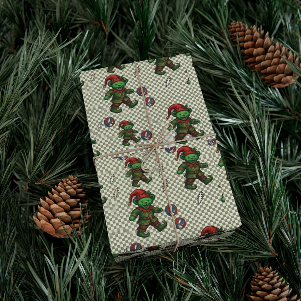 Gingerbread Elf Pattern Gift Wrap Paper | Christmas Wrapping Paper Roll, grateful dead, gift for deadhead