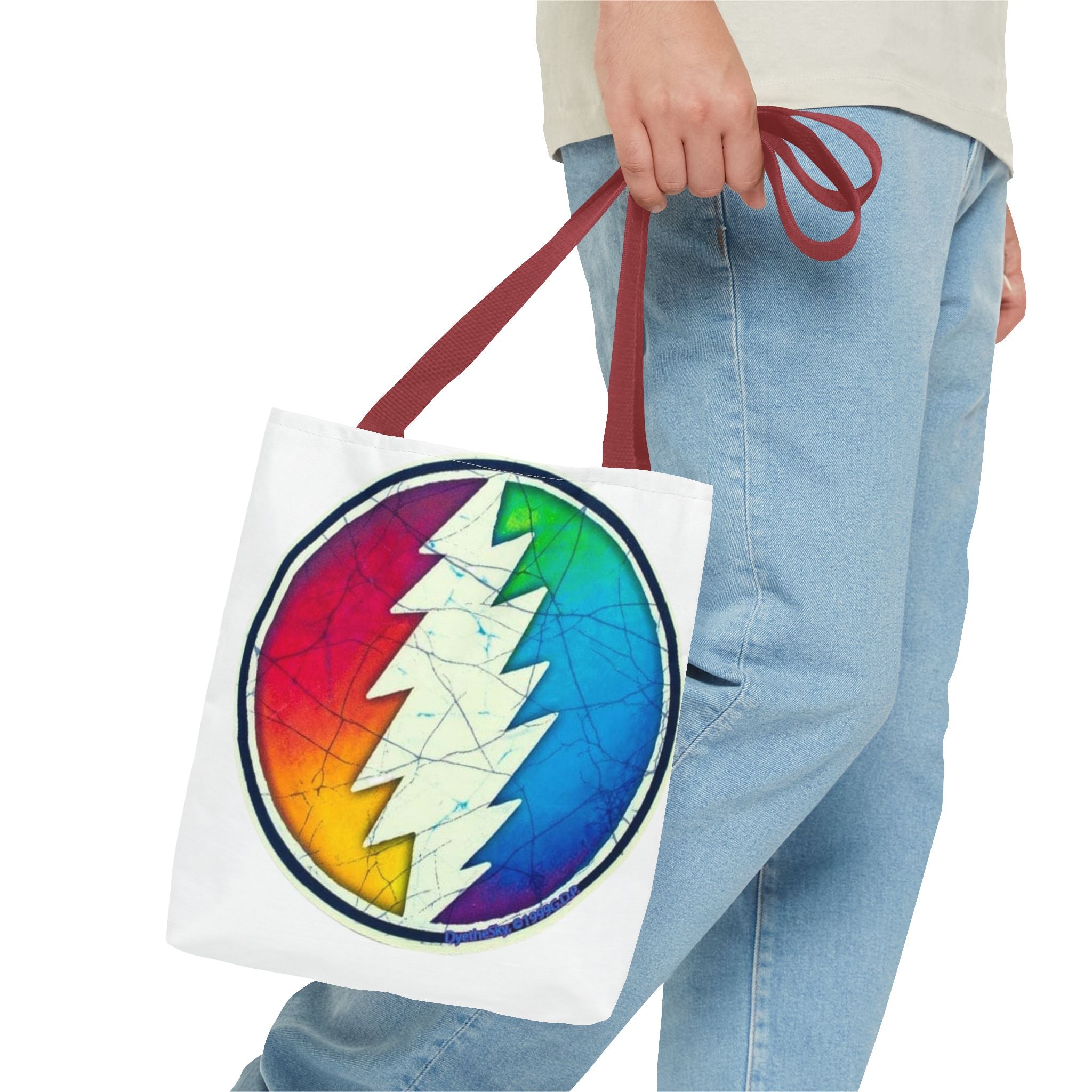 Rainbow Steal Your Face Tote Bag | Psychedelic Grateful Dead Circle
