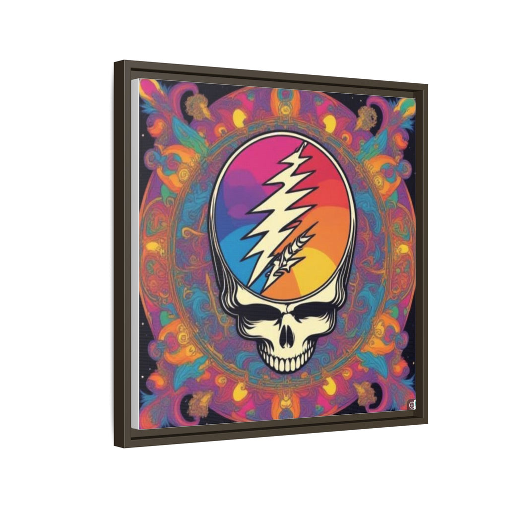 Psychedelic Lightning Skull Matte Canvas Framed | Grateful Dead Wall Art