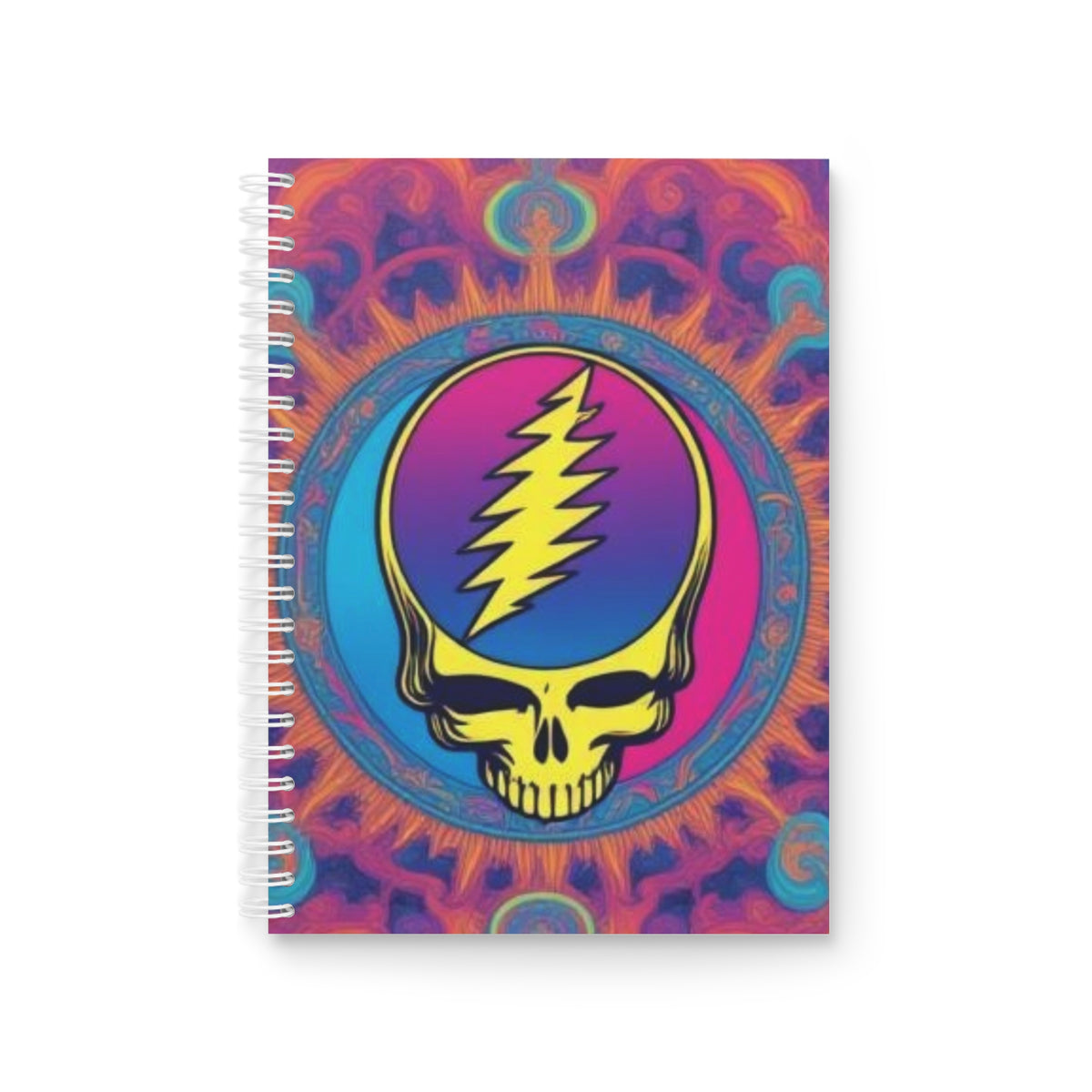 Lightning Skull psychedelic spiral notebook | Grateful Dead inspired journal