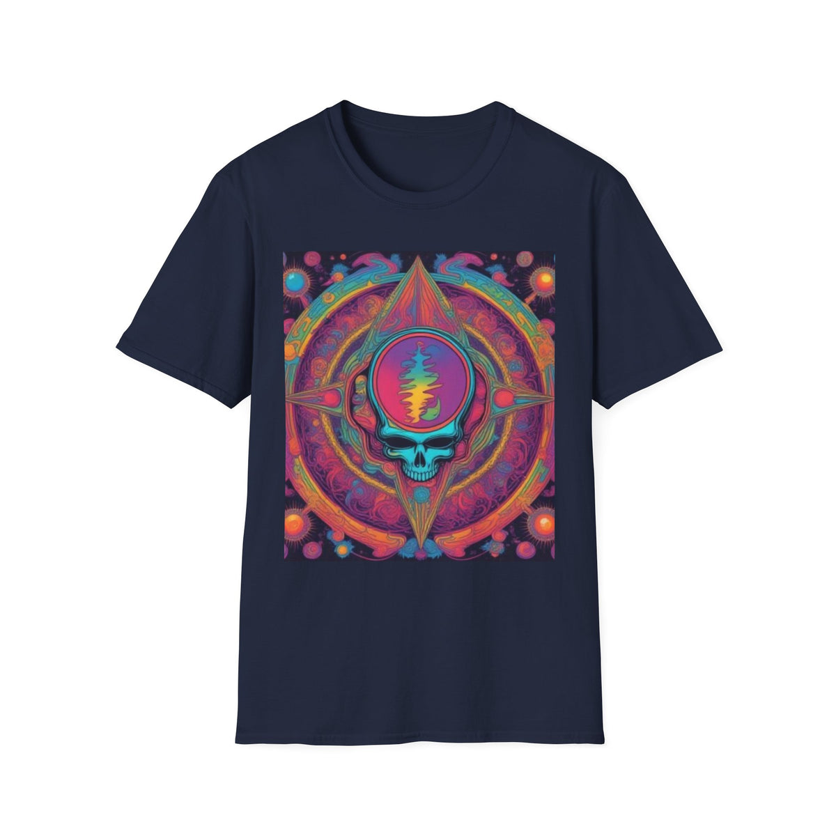 Psychedelic Skull Mandala T-Shirt | Retro Rainbow Grateful Dead Style