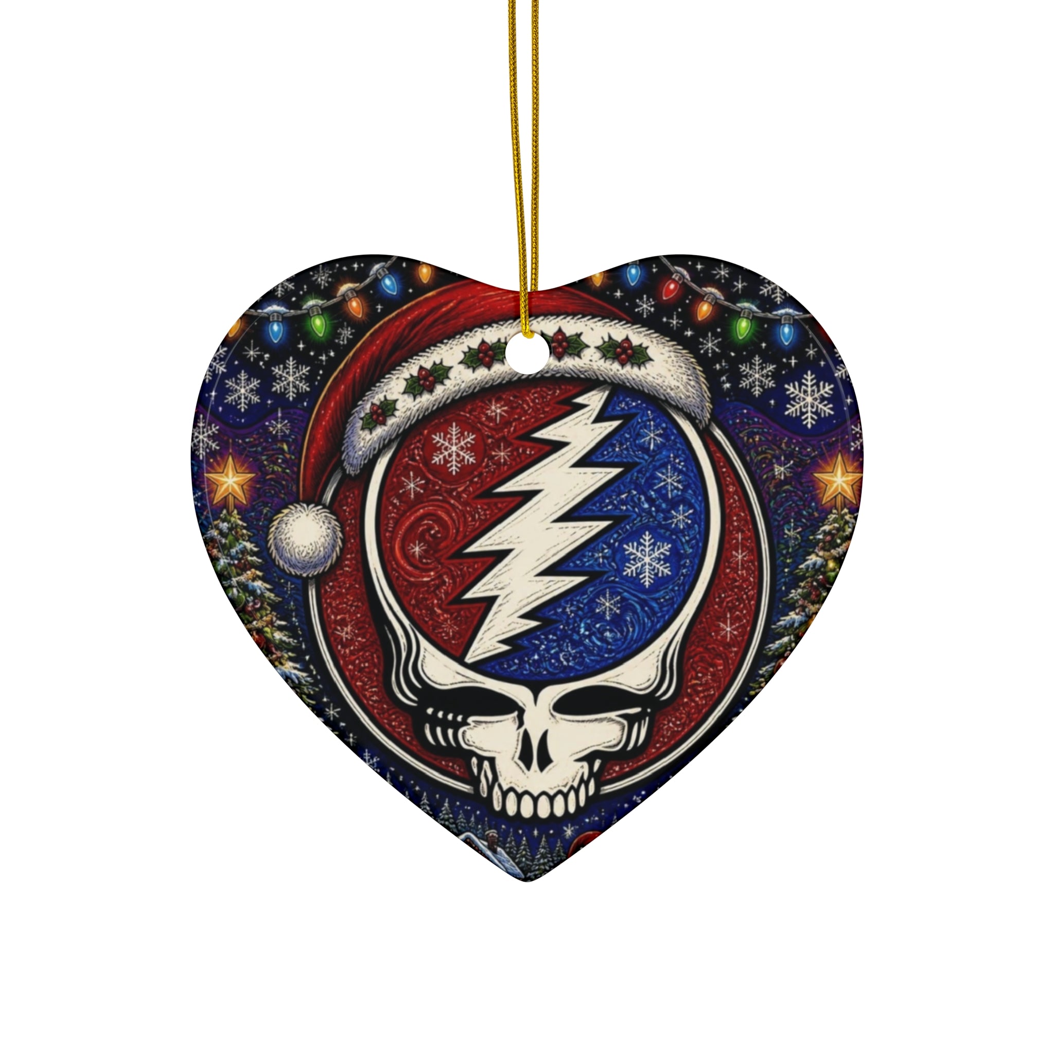 Grateful Dead Steal Your Face Skull Christmas Ornament | Ceramic Star