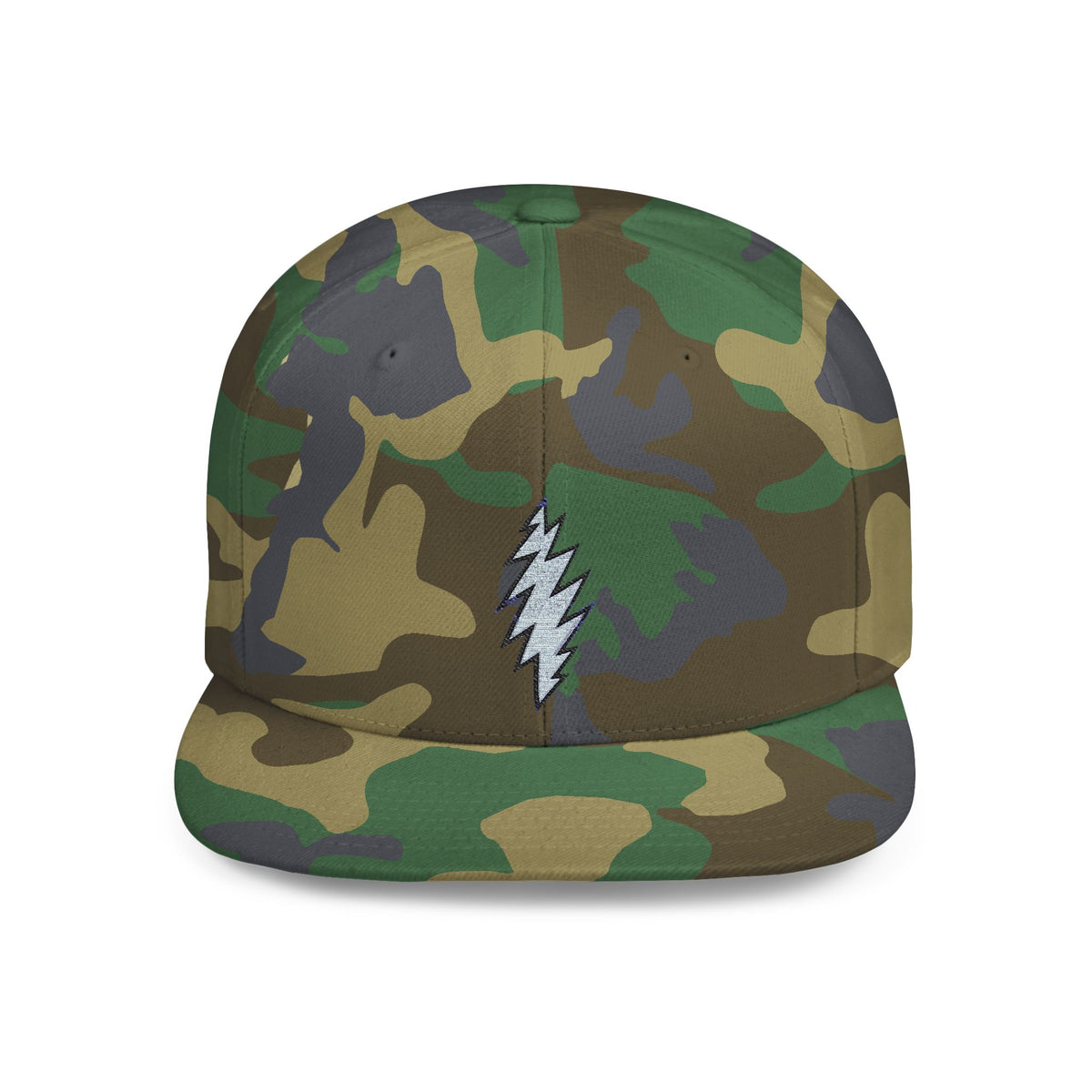 Flat Bill Snapback Cap with Grateful Dead Design, Music Festival Hat, Retro Rocker Accessory, Hippie Concert Gear, Embroidered Snapback Cap