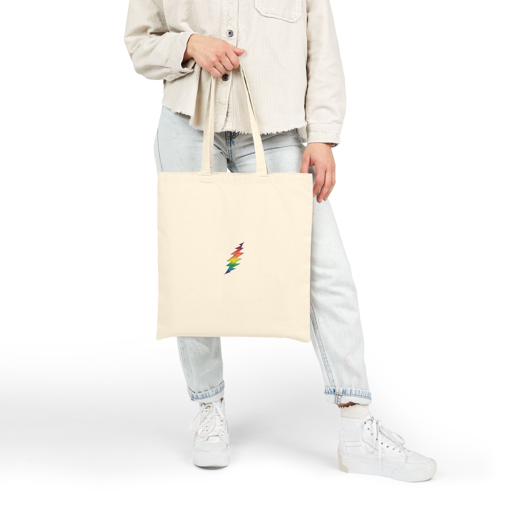 Rainbow Steal Your Face Tote Bag | Grateful Dead Lightning Bolt Canvas