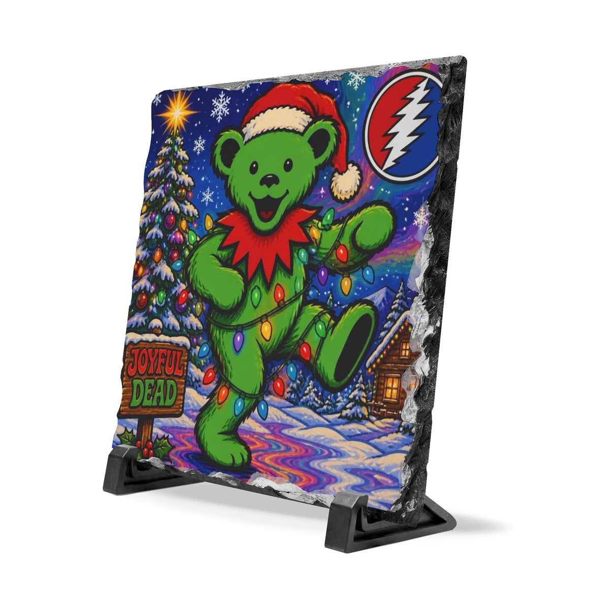 Dancing Holiday Bear Slate Desk Plaque | Grateful Dead Christmas Decor