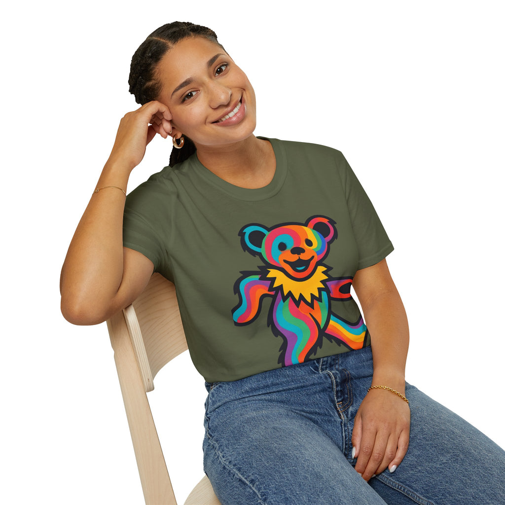 Colorful Dancing Bear T-Shirt | Rainbow Psychedelic Grateful Dead Style