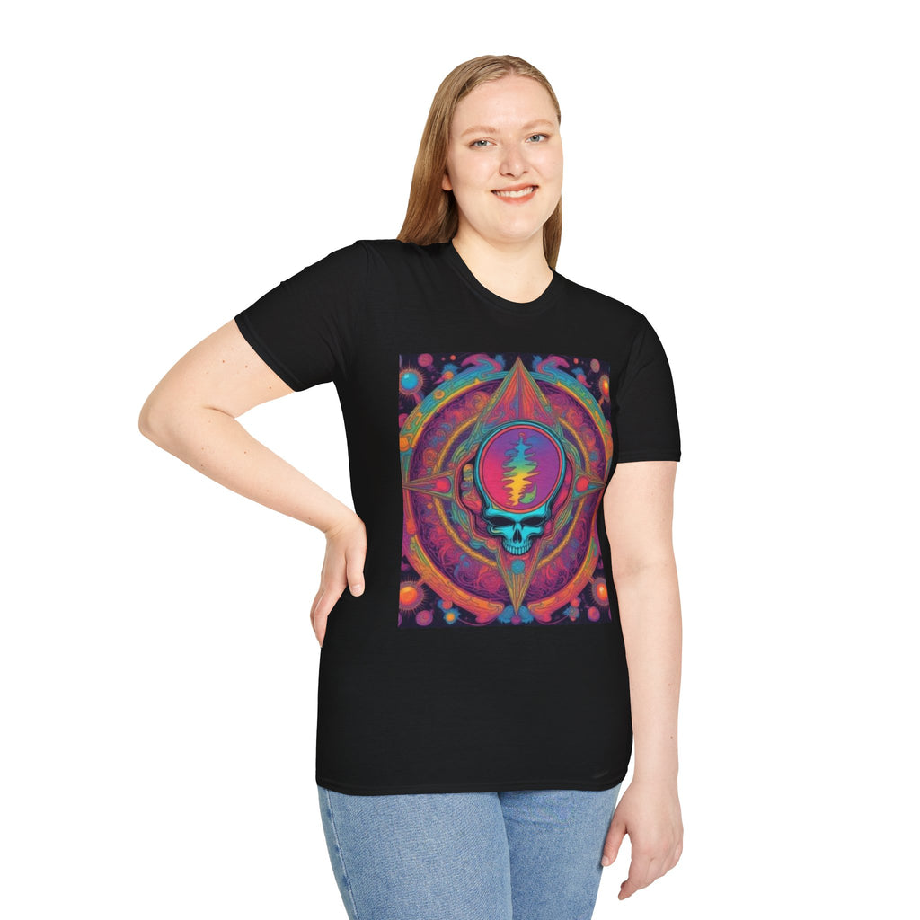 Psychedelic Skull Mandala T-Shirt | Retro Rainbow Grateful Dead Style