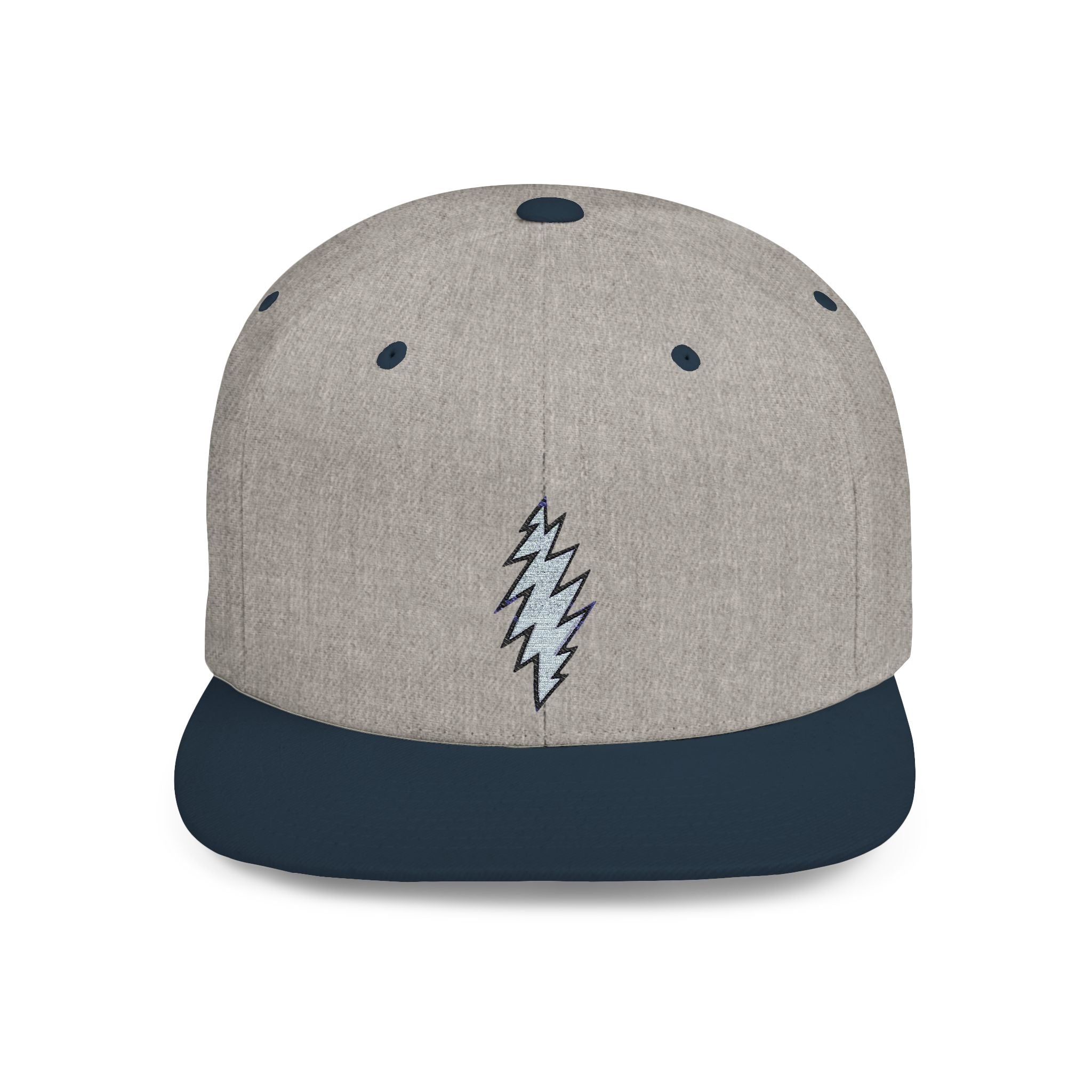 Flat Bill Snapback Cap with Grateful Dead Design, Music Festival Hat, Retro Rocker Accessory, Hippie Concert Gear, Embroidered Snapback Cap