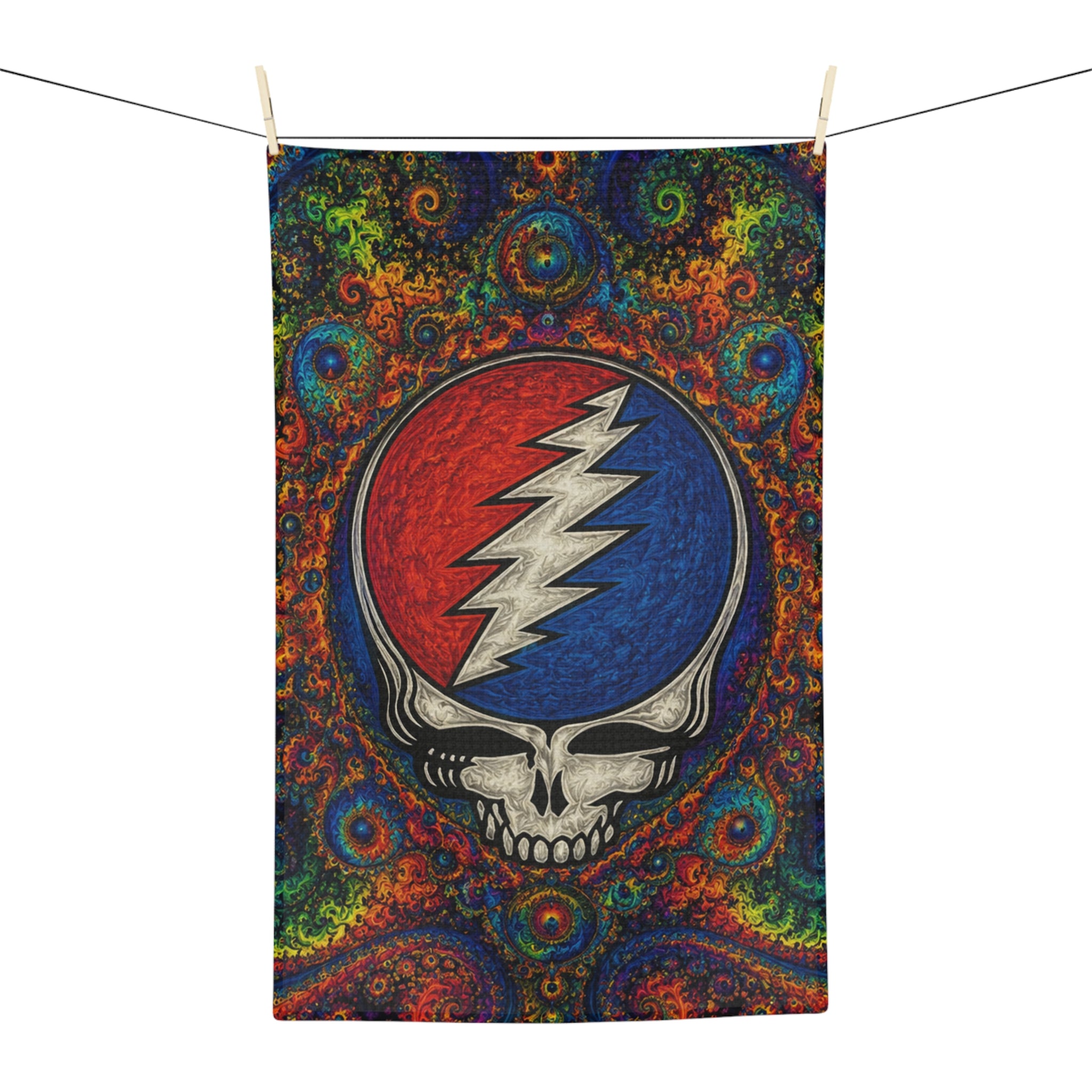 Steal Your Face Skull Microfiber Tea Towel | Psychedelic Grateful Dead Lightning Bolt