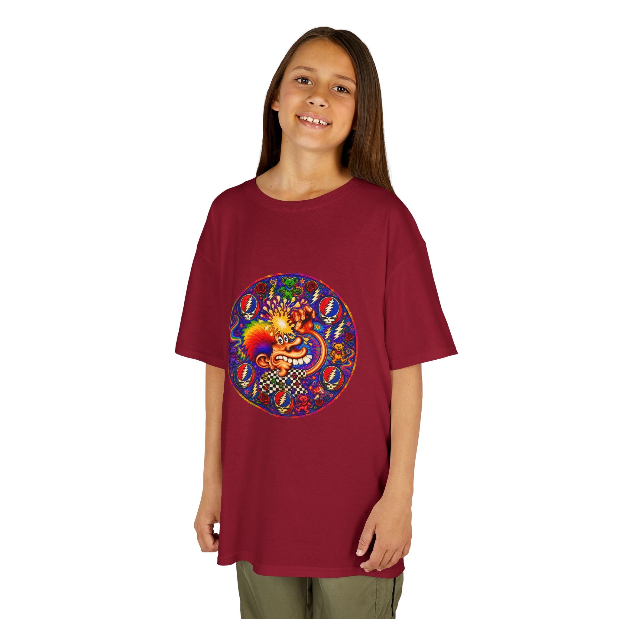 Psychedelic Grateful dead ice cream manKids T-Shirt | Colorful Mandala Circle Design