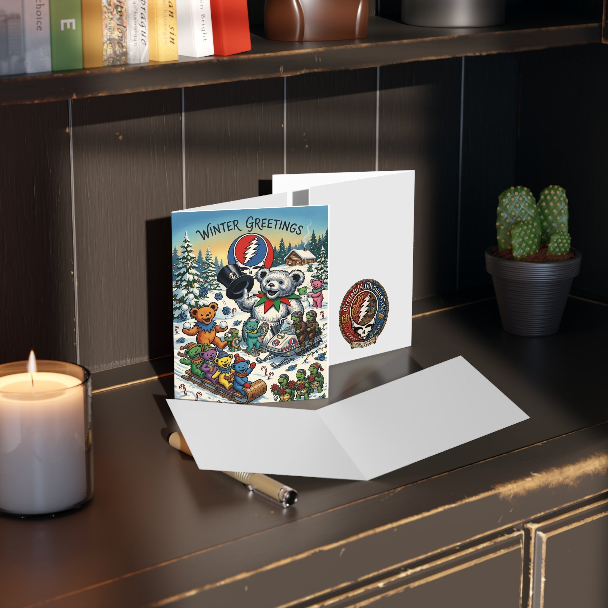 Grateful Dead Winter Greetings Bear Holiday Cards, Gift for deadhead